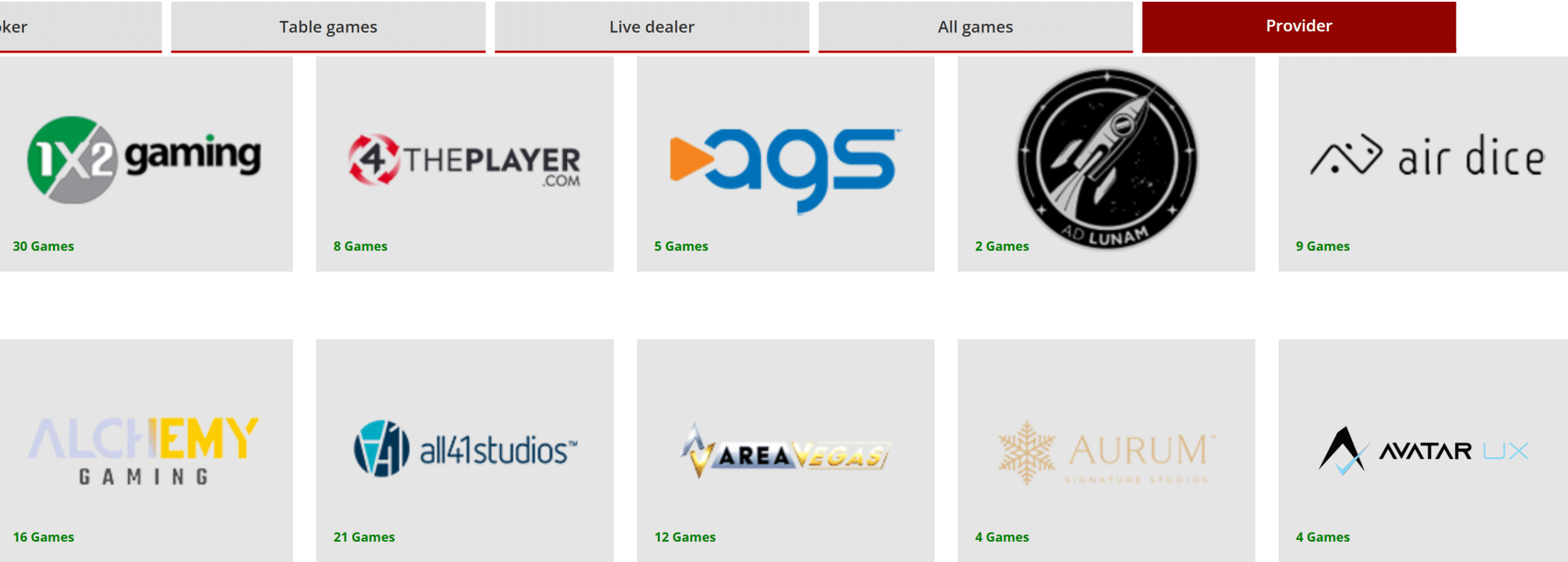 Slot Providers at Barz Casino