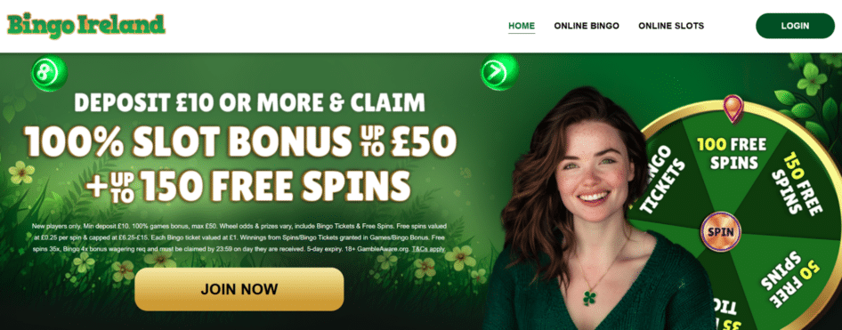 Bingo Ireland Homepage Banner Bonusmenu